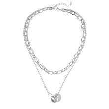 Load image into Gallery viewer, European and American retro portrait of exaggerated thick chain necklace double personality chain hip-hop neck chain short colla

