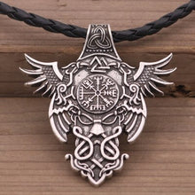 Load image into Gallery viewer, odin raven viking men necklace pendant celt norse Vegvisir Compass necklace Norway Valknut Trinity pagan amulet Jewelry
