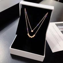 Load image into Gallery viewer, 316L Stainless Steel New Fashion Upscale Jewelry 2 Layer Zircon Beaded Cube Charms Chain Choker Necklaces Pendant For Women
