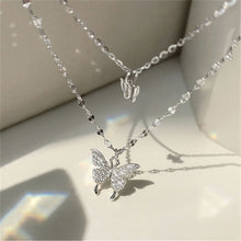 Load image into Gallery viewer, 2022 New Korean Fashion Silver Shiny Women Butterfly Necklace Lady Exquisite Double Layer Clavicle Chain Necklace Jewelry Gifts
