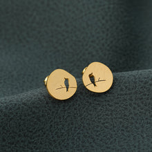 Load image into Gallery viewer, Cute Hollow Bird On A Branch Studs Earring Round Shape Pendant Lovely Animal Anime Earring For Women Girls Fashion Jewelry Gift
