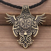 Load image into Gallery viewer, odin raven viking men necklace pendant celt norse Vegvisir Compass necklace Norway Valknut Trinity pagan amulet Jewelry
