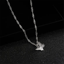 Load image into Gallery viewer, 2022 New Korean Fashion Silver Shiny Women Butterfly Necklace Lady Exquisite Double Layer Clavicle Chain Necklace Jewelry Gifts
