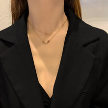 Load image into Gallery viewer, 316L Stainless Steel New Fashion Upscale Jewelry 2 Layer Zircon Beaded Cube Charms Chain Choker Necklaces Pendant For Women
