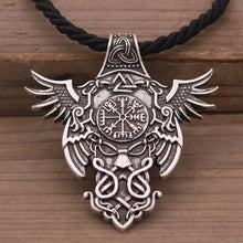 Load image into Gallery viewer, odin raven viking men necklace pendant celt norse Vegvisir Compass necklace Norway Valknut Trinity pagan amulet Jewelry
