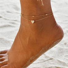 Load image into Gallery viewer, Bohemian Silver Color Anklet Bracelet On The Leg Fashion Heart Female Anklets Barefoot For Women Leg Chain Beach Foot Jewel
