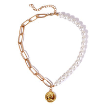 Load image into Gallery viewer, European and American retro portrait of exaggerated thick chain necklace double personality chain hip-hop neck chain short colla
