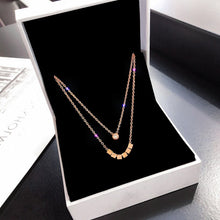 Load image into Gallery viewer, 316L Stainless Steel New Fashion Upscale Jewelry 2 Layer Zircon Beaded Cube Charms Chain Choker Necklaces Pendant For Women

