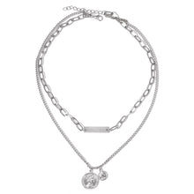 Load image into Gallery viewer, European and American retro portrait of exaggerated thick chain necklace double personality chain hip-hop neck chain short colla

