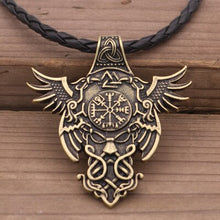 Load image into Gallery viewer, odin raven viking men necklace pendant celt norse Vegvisir Compass necklace Norway Valknut Trinity pagan amulet Jewelry
