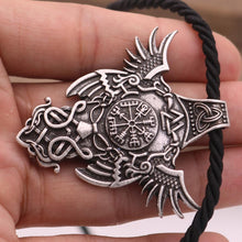 Load image into Gallery viewer, odin raven viking men necklace pendant celt norse Vegvisir Compass necklace Norway Valknut Trinity pagan amulet Jewelry
