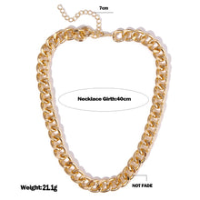 Load image into Gallery viewer, European and American retro portrait of exaggerated thick chain necklace double personality chain hip-hop neck chain short colla
