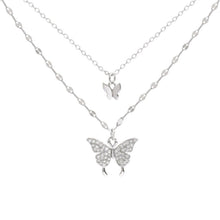Load image into Gallery viewer, 2022 New Korean Fashion Silver Shiny Women Butterfly Necklace Lady Exquisite Double Layer Clavicle Chain Necklace Jewelry Gifts
