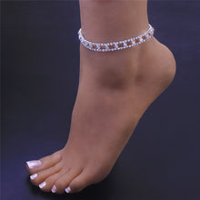 Load image into Gallery viewer, Huitan Rhinestone Chain Women&#39;s Anklets Silver Color/Gold Color Luxury Bracelet on Leg Accessories Wedding Party Fashion Jewelry
