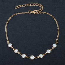 Load image into Gallery viewer, Huitan Rhinestone Chain Women&#39;s Anklets Silver Color/Gold Color Luxury Bracelet on Leg Accessories Wedding Party Fashion Jewelry
