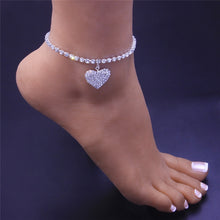 Load image into Gallery viewer, Huitan Rhinestone Chain Women&#39;s Anklets Silver Color/Gold Color Luxury Bracelet on Leg Accessories Wedding Party Fashion Jewelry
