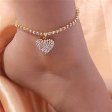 Load image into Gallery viewer, Huitan Rhinestone Chain Women&#39;s Anklets Silver Color/Gold Color Luxury Bracelet on Leg Accessories Wedding Party Fashion Jewelry
