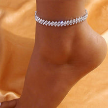 Load image into Gallery viewer, Shining Cubic Zirconia Chain Anklet for Women Fashion Silver Color Ankle Bracelet Barefoot Sandals Foot Jewelry
