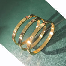 Load image into Gallery viewer, New Design Gold Color Zircon And Cross Nut Nail Bracelet &amp; Bangle For Woman Stainless Steel Screw Brand Jewelry Dropshipping
