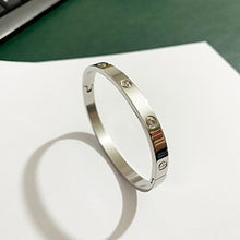 Load image into Gallery viewer, New Design Gold Color Zircon And Cross Nut Nail Bracelet &amp; Bangle For Woman Stainless Steel Screw Brand Jewelry Dropshipping
