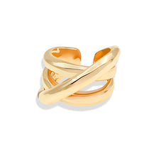Load image into Gallery viewer, Peri&#39;sBox Triple Line Crossed Gold Color Ring Twisted Geometric Rings for Women Minimalist Rings Adjustable Simple Jewelry Gifts
