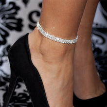 Load image into Gallery viewer, Huitan Rhinestone Chain Women&#39;s Anklets Silver Color/Gold Color Luxury Bracelet on Leg Accessories Wedding Party Fashion Jewelry
