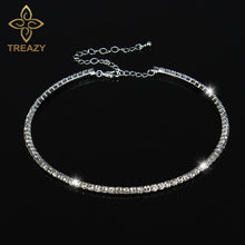 Load image into Gallery viewer, TREAZY Women Crystal Diamante 1 Row Rhinestone Necklace Wedding Bridal Party Collar Choker Chain Necklace Jewelry Gift

