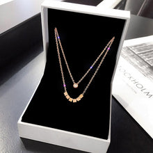 Load image into Gallery viewer, 316L Stainless Steel New Fashion Upscale Jewelry 2 Layer Zircon Beaded Cube Charms Chain Choker Necklaces Pendant For Women
