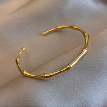Load image into Gallery viewer, MEYRROYU Stainless Steel Gold Color Bamboo Joint Bangles 2021 Trend Bracelet For Women Men Romantic Party Gift Fashion Jewelry
